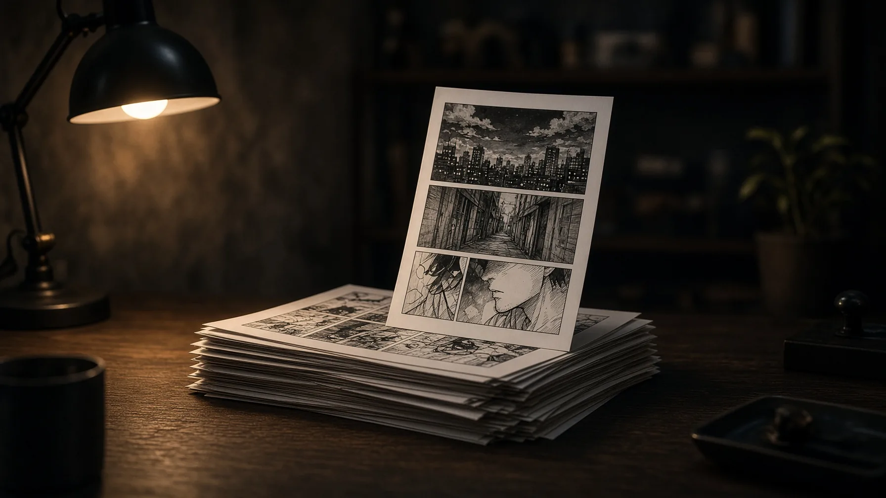 One page standing apart from a flat stack of still pages. That single moving page is the tease.