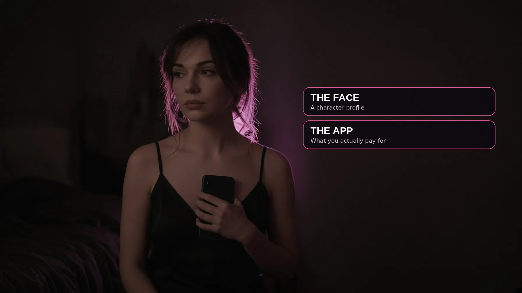 A character profile is the face. The app is what you pay for. They are not the same thing.