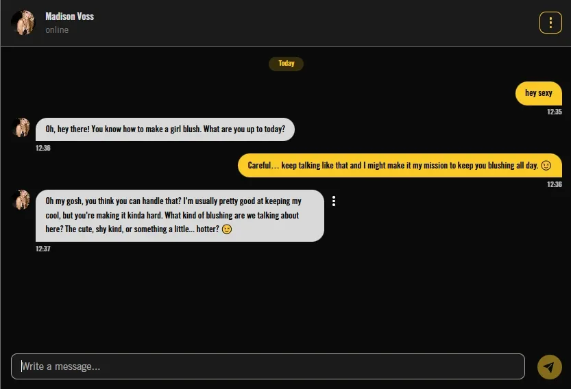 Brazzers AI chat thread with Madison Voss
