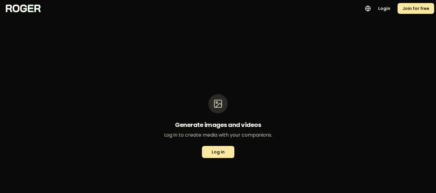 Chat Roger generate images and videos, log in to create media