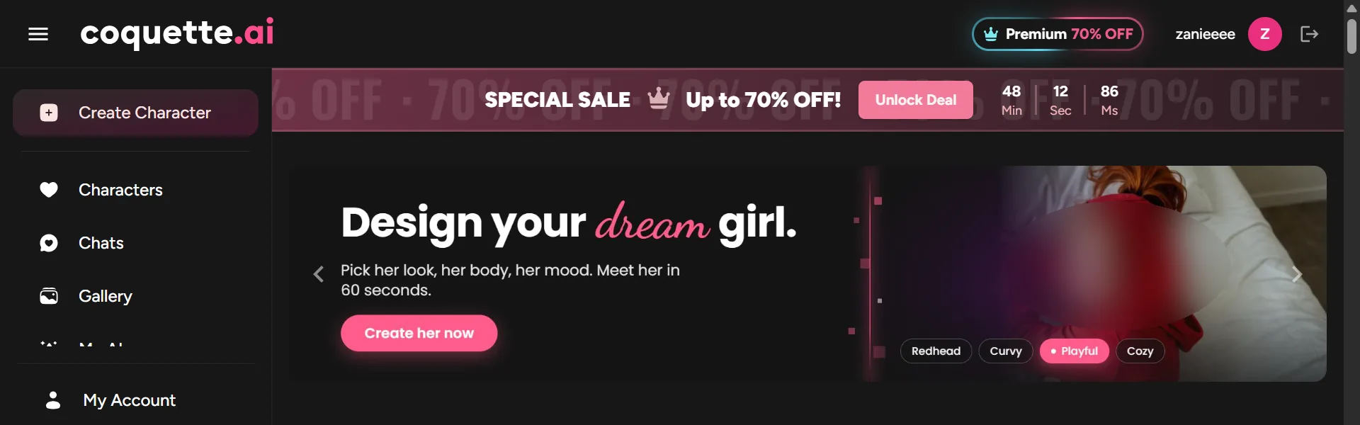 Coquette design your dream girl, create her now, premium sale