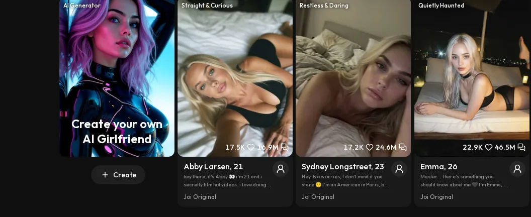 Joi Explore with Create your own, Abby, Sydney, and Emma
