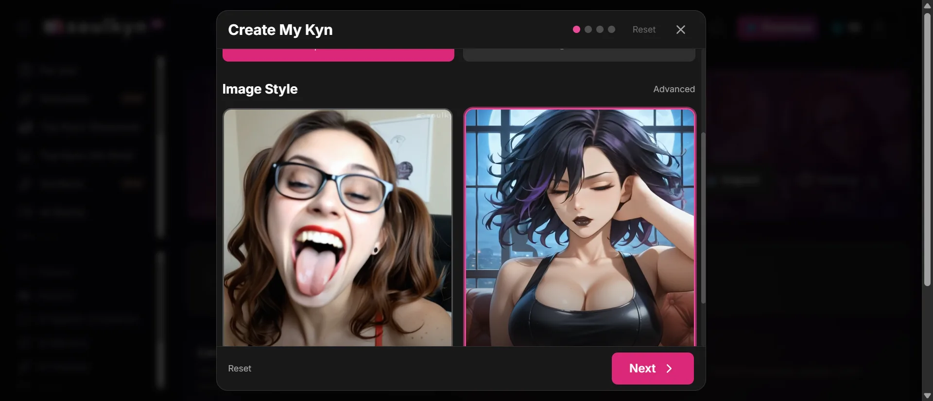 Create My Kyn. A realistic portrait beside an anime portrait.