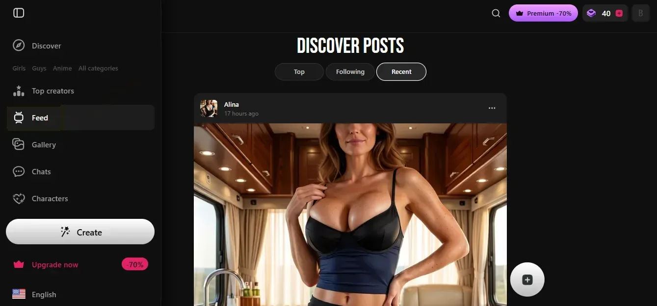 Xtease Discover posts, Recent, a post from Alina